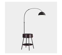 QYYZTQY Floor Lamp Table & Lamp Combo with LED, Desk Lamp with Wireless Charging Pad and USB Port, End Table with Floor Lamp for Bedroom, Living Room, Office Standing Lamp(Black)