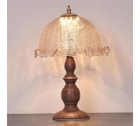 QYYZTQY Flower Table Lamp LED Reading Light Mid Century Office Table Lamp with USB Wood Grain Farmhouse Milk Glass Bedside Nightstand Lamp Rustic Vintage End Lamp for Living Room Girls Bedroom Home