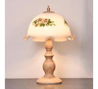 QYYZTQY Flower Table Lamp LED Reading Light Mid Century Office Table Lamp with USB Wood Grain Farmhouse Milk Glass Bedside Nightstand Lamp Rustic Vintage End Lamp for Living Room Girls Bedroom Home