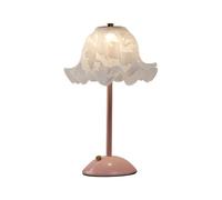 QYYZTQY Flower Table Lamp Rechargeable Cordless Night Stand Light Pink Bedside Lamps Night Light, Floral Glass End Table Lamp for Bedroom Living Room Kids Room Camping Party Bar