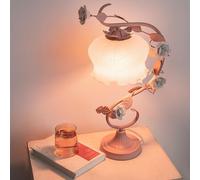 QYYZTQY Flower Table Lamp Rose Glass Desk Reading Light Nordic Desktop Nightstand Lamps Accent Lighting Floral Bedside Lights for Bedroom Living Room Restaurant Décor