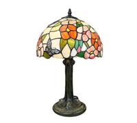 QYYZTQY Flower Table Lamps Vintage Mediterranean Stained Glass Desk Lamp for Bedroom Bedside Led Night Light Cafe Home Art Decor Warm as Ever