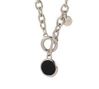 QYYZTQY Flower Toggle Necklace For Women - Round Pendant Necklaces Thick Chain Toggle Clasp Punk Collar Necklace Long Chain, Flower Pendant Charm Choker Necklace