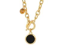 QYYZTQY Flower Toggle Necklace For Women - Round Pendant Necklaces Thick Chain Toggle Clasp Punk Collar Necklace Long Chain, Flower Pendant Charm Choker Necklace