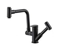 QYYZTQY Folding Faucets Window Faucet Black, Hot and Cold, Rotating, Foldable, Suitable for Kitchen Sinks with Inner Windows-Black-B(Black-a)