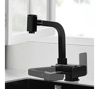 QYYZTQY Folding Front Window Faucets Mixer Brass Cold and Hot Water Swivel Single Hole Kitchen Sink Faucet Black