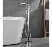 QYYZTQY Freestanding Bathtub Faucet with Handshower 360° Swivel Spout Floor Mounted Single Handle Bath Tap Set in Gray Chrome Luxury for Your Bathroom