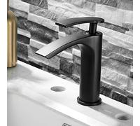 QYYZTQY Full Copper Gold Household Waterfall Toilet Cabinet washbasin Wash countertop Basin Hot and Cold Faucet, Black Dwarf Version