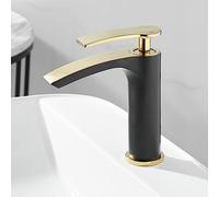 QYYZTQY Full Copper Household Waterfall Toilet Cabinet washbasin Wash Basin countertop Hot Faucet, Black Gold Dwarf Model