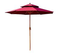 QYYZTQY Garden Outdoor Parasol, 270cm Double Top Table Market Umbrella Easy Crank Open, for Beach Pool Patio Good (Red A)