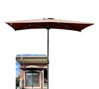 QYYZTQY Garden Parasol Umbrella with Crank,Patio Outdoor Sunshade Canopy,Waterproof,Half Rectangular,Ideal for Balcony Door Window Backyard Sun Shade (Dark Coffee x 130cm)