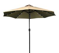 QYYZTQY Garden Parasols Parasol with Solar Lights Sun Shade Outdoor Umbrella 8 Sturdy Ribs for Lawn Deck Patio and Balcony (Khaki 270cm(106in))