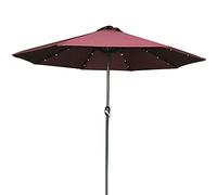 QYYZTQY Garden Parasols Parasol with Solar Lights Sun Shade Outdoor Umbrella 8 Sturdy Ribs for Lawn Deck Patio and Balcony (Wine Red 270cm(106in))
