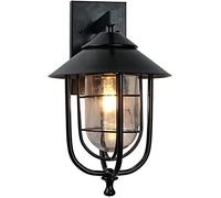 QYYZTQY Garden Vintage Garden Aluminum Black Fixture with Glass Shade Wall Lantern Retro Outdoor Porch Wall Lamp Lights E27 Base for Garage Front Door Decor Lamp