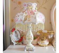 QYYZTQY Girls Bedside Table Lamp Pink Princess Victorian Table Lamp for Bedroom Vintage Kids Nightstand Lamp French Cottage Coastal End Lamp for Children Nursery Farmhouse Living Room Office