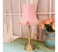QYYZTQY Girls Pink Table Lamp for Bedroom Art Deco Vintage Victorian Table Lamp Antique Brass Bedside Lamp Farmhouse Retro Nightstand Lamp for Living Room Princess Room Home House Office Entryway