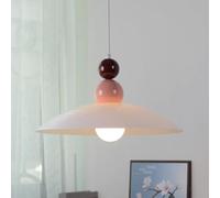 QYYZTQY Glass Hanging Lamp Nordic Dome Pendant Light Cream Metal Drop Ceiling Lamps Geometric Pendant Lights Kitchen Island Lighting Fixture E27 Suspended Lamps for Dining Table