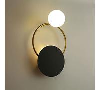 QYYZTQY Globe Gold & Black Metal Light with White Glass Shade, Geometric Wall Lamp Fittings for Bedroom Bedside Living Room Hotel Lighting Home Decoration