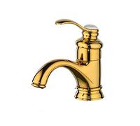 QYYZTQY Gold Bathroom Brass Deck Mount Single Hole Basin Faucet Hot and Cold Sink Mixer Tap for Lavatory Bathroom,A(A)