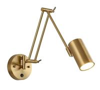 QYYZTQY Gold Bedside Reading Light Metal Swing Arm Sconces Mid Century Wall Mount Lamp with E26/ Base for Bedroom Living Room Kitchen Hallway(Gold)