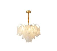 QYYZTQY Gold Chandelier, 5/6-Light Hanging Light Fixture with Glass Shade, Hanging Chain Adjustable Hanging Lamps, Metal Copper Pendant Lamps For Dining Room Living Room Foyer Indoor Lighting