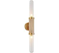 QYYZTQY Gold Finish Wall Lamp Clear Glass Vanity Linear Strip Wall Mount Lighting Fixture G9 Makeup Wall Lamps for Bedroom Living Room Mirror Decor Lamp
