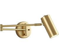 QYYZTQY Gold Swing Arm Wall Lamp, Bedside Reading Lamp, Metal Adjustable Wall, LED Indoor Spotlight, Wall Mount Light for Bedroom Living Room Hotel Porch Hallway Office (Color : Gold, Size : N
