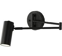 QYYZTQY Gold Swing Arm Wall Lamp, Bedside Reading Lamp, Metal Adjustable Wall, LED Indoor Spotlight, Wall Mount Light for Bedroom Living Room Hotel Porch Hallway Office (Color : Black, Size :