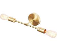 QYYZTQY Gold Vanity Bathroom Long Wall Medieval Brushed Brass Wall Sconces, Interior Retro Decorative Wall Lamps for Mirror Hallway Kitchen Bedroom 2-Lights Decor Lamp