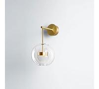 QYYZTQY Gold Wall Light Wall 5W LED Wall Lamp Fixture, Metal Vanity Light with Clear Glass Globe Shade, Nordic Headboard Lamps for Indoor Mirror Living Room Hallway