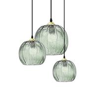 QYYZTQY Green Striped Glass Lampshade Pendant Light Fixtures 3-Light Striped Glass Lamp Ceiling Pendant Lighting for Kitchen Island Chandelier Hanging Lights for Bedroom Kitchen Dining Room (3) Made