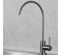 QYYZTQY Grey Kitchen Sink Faucet with 360° Rotat and Built in Water Filter Swan Neck
