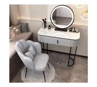 QYYZTQY Grey Vanity with 1 Drawer Velvet Stool and Laptop Study Writing Desk Stylish Makeup Dressing Table for Home Office