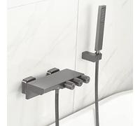 QYYZTQY Grey Waterfall Bath Taps with Wall Mounted Head Brass Cold and Hot Water Bathtub Faucet for Enhanced Shower Efficiency