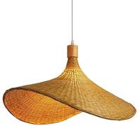 QYYZTQY Hand-Woven Straw Hat Lamp Rattan Basket Chandelier Ceiling Hanging Wicker Base Pendant,Indoor