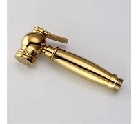 QYYZTQY Handheld Sprayer Kit with Single Cold Faucet Shiny Titanium Gold Brass Square Shattaf Shower Head Copper Valve and Bidet Tap Complete Set