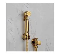 QYYZTQY Handheld Sprayer Kit with Single Cold Faucet Shiny Titanium Gold Finish Brass Square Shattaf Shower Head Copper Valve and Bidet Tap Bathroom Set
