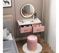 QYYZTQY Hanging Dressing Table with Mirror Lights 3 Color Touch Screen Lighted Vanity Desk Set for Women,Pink,70CM