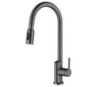 QYYZTQY Head Gray Down Sprayer, Smart Digital Display Pull out Sink Faucet with Spray Mode, 360° Swivel Hot and Cold Kitchen Mixer Tap, Single Handle Shower