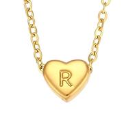 QYYZTQY Heart Initial Necklace For Women, Minimalist Small Love Initial Necklace, K L M N O P Q R S T Letter Heart Pendant Necklace, Heart Necklace with Initial