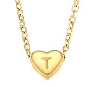 QYYZTQY Heart Initial Necklace For Women, Minimalist Small Love Initial Necklace, K L M N O P Q R S T Letter Heart Pendant Necklace, Heart Necklace with Initial