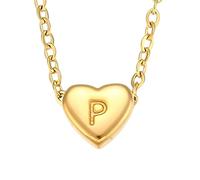 QYYZTQY Heart Initial Necklace For Women, Minimalist Small Love Initial Necklace, K L M N O P Q R S T Letter Heart Pendant Necklace, Heart Necklace with Initial