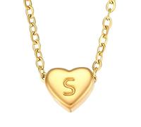 QYYZTQY Heart Initial Necklace For Women, Minimalist Small Love Initial Necklace, K L M N O P Q R S T Letter Heart Pendant Necklace, Heart Necklace with Initial