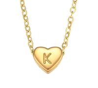 QYYZTQY Heart Initial Necklace For Women, Minimalist Small Love Initial Necklace, K L M N O P Q R S T Letter Heart Pendant Necklace, Heart Necklace with Initial