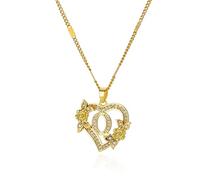 QYYZTQY Heart Initial Necklace For Women, Zircon Flower Heart Initials Necklaces Heart Lover K L M N O P Q R S T Letter Chain Collar Necklace, Heart Necklace with Initial