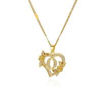 QYYZTQY Heart Initial Necklace For Women, Zircon Flower Heart Initials Necklaces Heart Lover K L M N O P Q R S T Letter Chain Collar Necklace, Heart Necklace with Initial