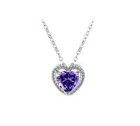 QYYZTQY heartAshaped Amethyst Necklace for Women Purple Gemstone Pendant Clavicle Chain Heart of The Sea Jewelry
