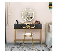 QYYZTQY High-End Dressing Table Makeup Vanity Stool Padded Chair with Rubberwood Legs at Living Room Bedroom Reception Etc (Color White Size : (Black Length 120cm)