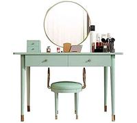 QYYZTQY High-End Makeup Vanity Tables Set with Mirror and Cushioned Stool Wood Dressing Table for Bedroom