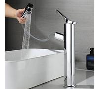 QYYZTQY High Rise Chrome Basin Tap with Pull Down Sprayer Modes Splashback Sink Mixer for Bathroom & Easy to Install